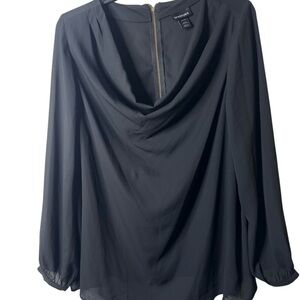 Lane Bryant Black Draped Blouse